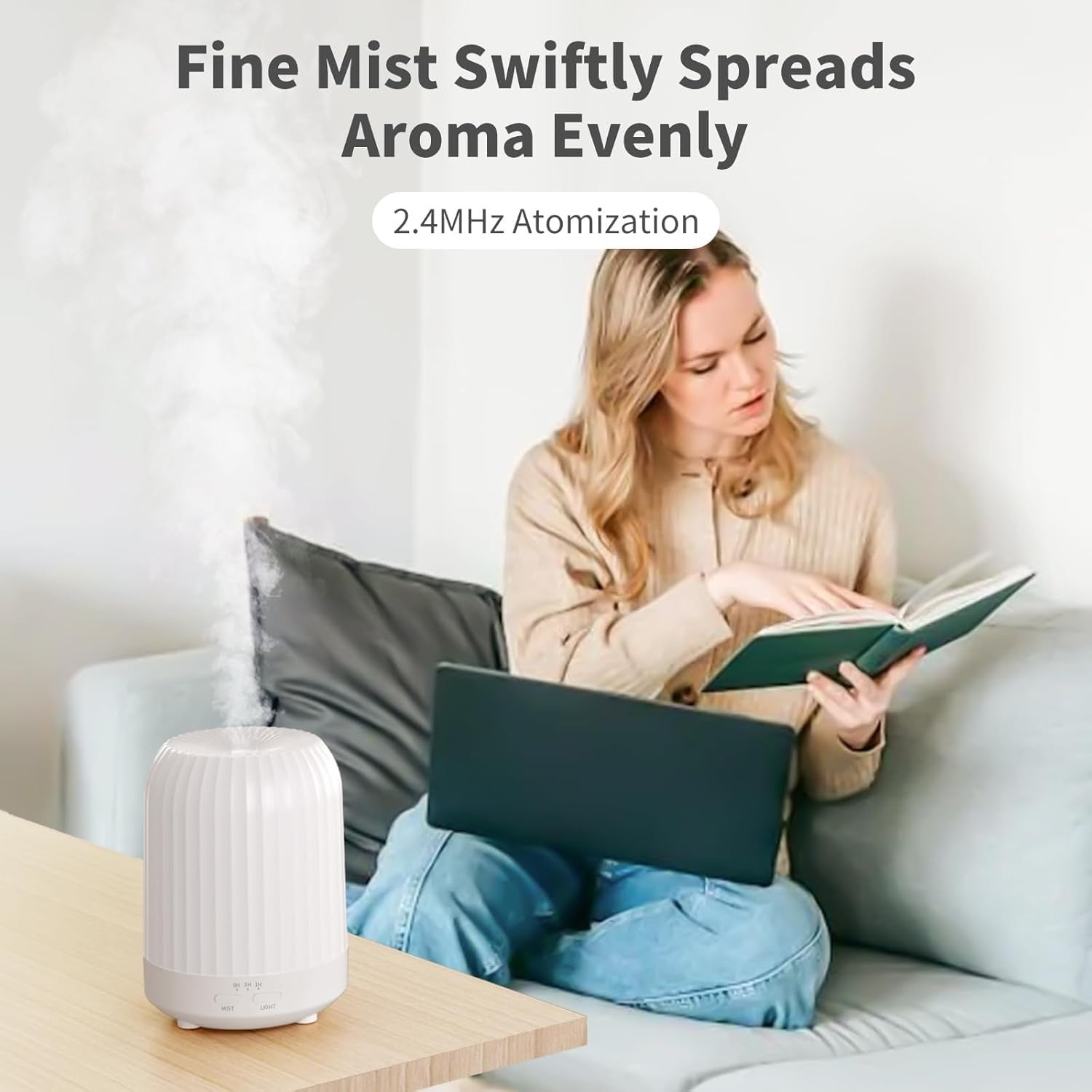 Essential Oil Diffuser and Humidifier with Aromatherapy Function, Night Light Featuring 3 Brightness Levels