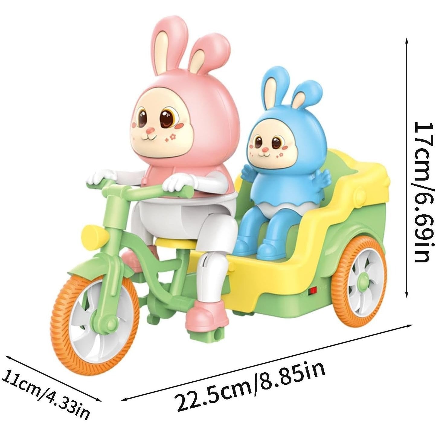 Exciting Electric Tricycle with Music and Lights, Cute Cartoon Rabbit Design, Safe for Ages 1+