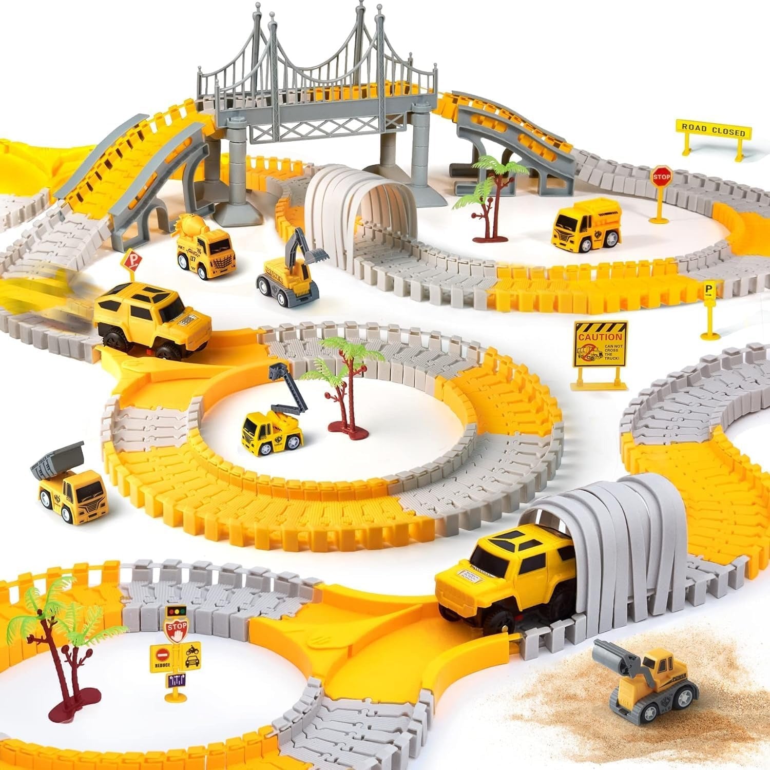 Expandable Raceway Playset for Creative Kids – Flexible Track System with DIY Bridge, Safe for Ages 3+