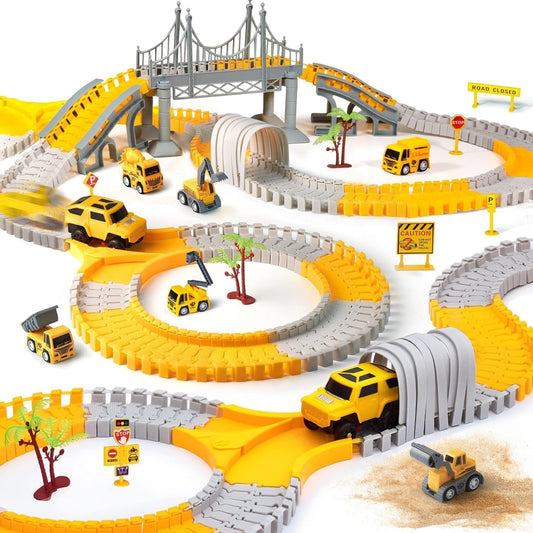 Expandable Raceway Playset for Creative Kids – Flexible Track System with DIY Bridge, Safe for Ages 3+