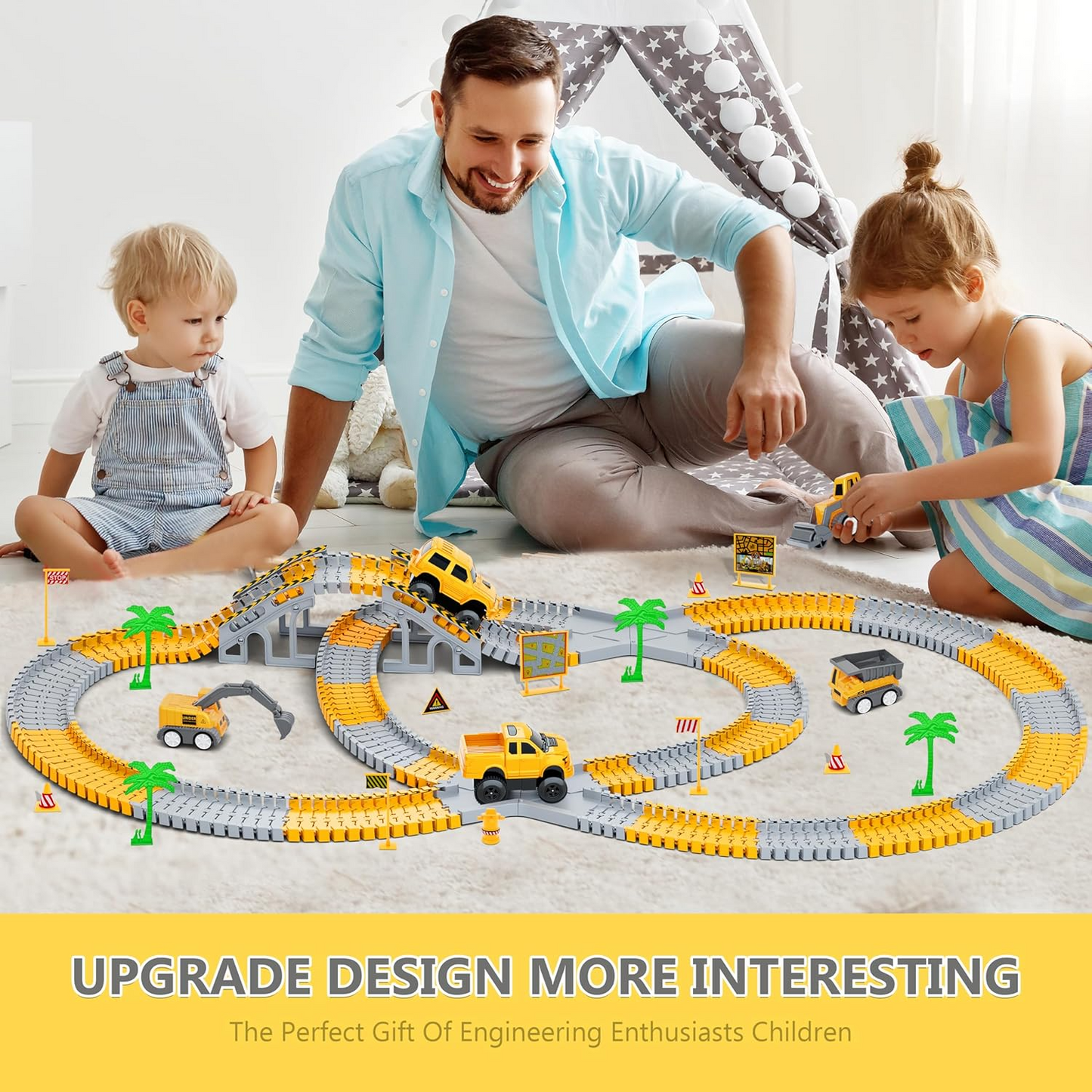 Expandable Raceway Playset for Creative Kids – Flexible Track System with DIY Bridge, Safe for Ages 3+