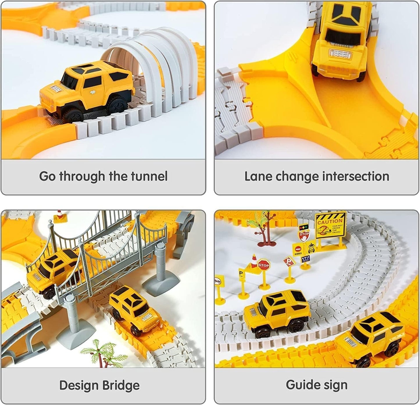 Expandable Raceway Playset for Creative Kids – Flexible Track System with DIY Bridge, Safe for Ages 3+