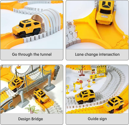 Expandable Raceway Playset for Creative Kids – Flexible Track System with DIY Bridge, Safe for Ages 3+