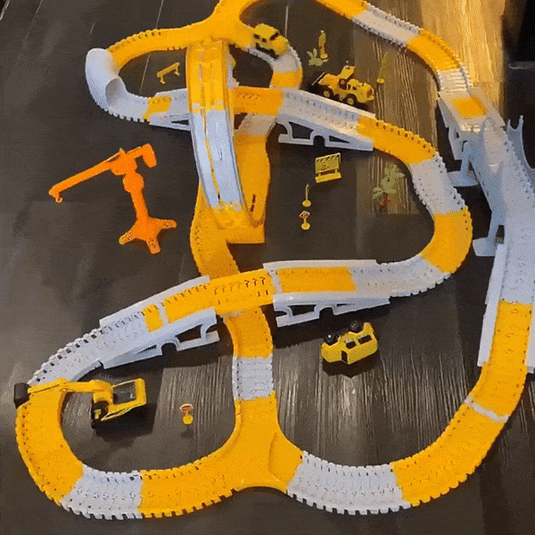 Expandable Raceway Playset for Creative Kids – Flexible Track System with DIY Bridge, Safe for Ages 3+