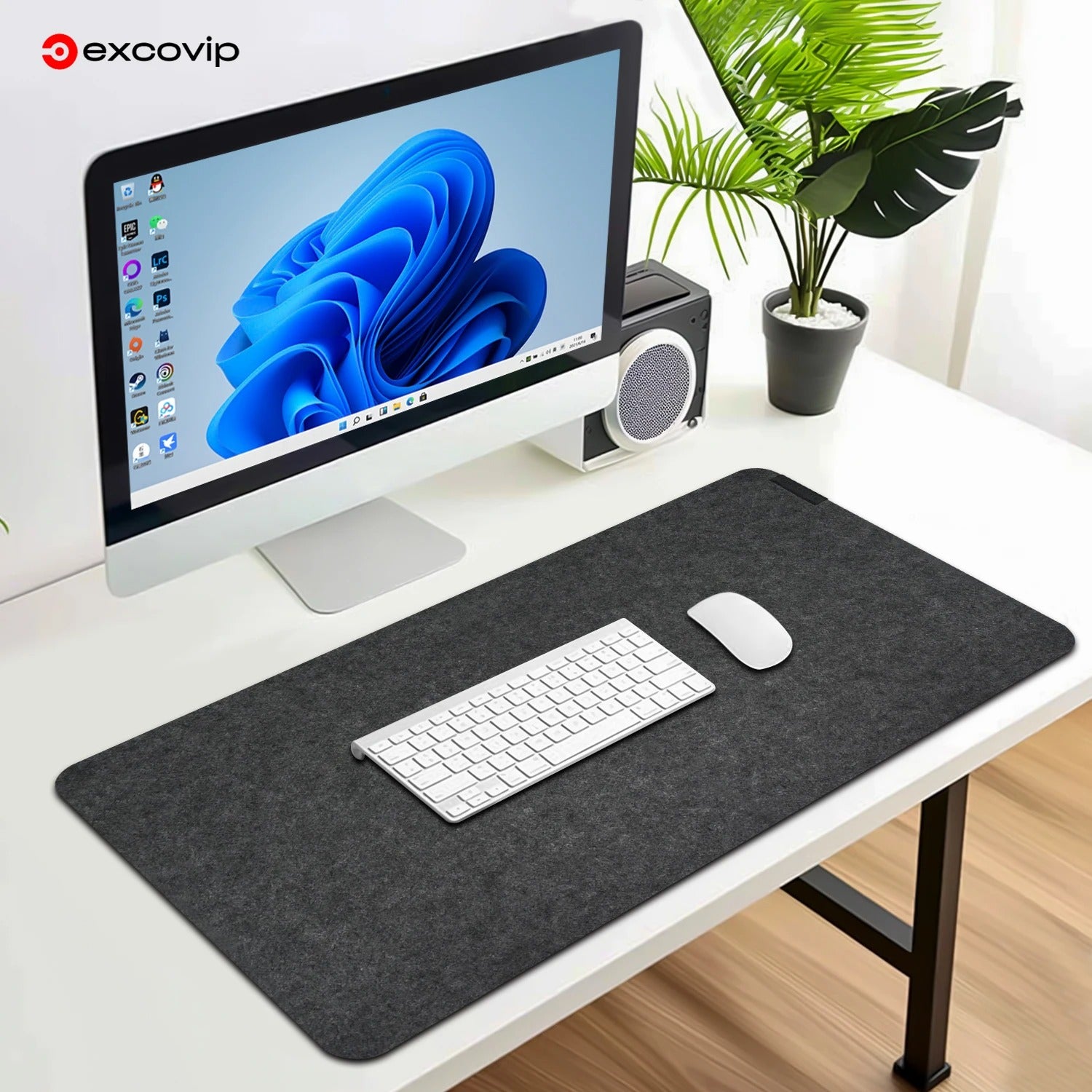 Extra Large Felt Desk Mat – Pad Protector for Office Keyboard & Mouse with Non-Slip Base, Slim Easy-to-Use Design