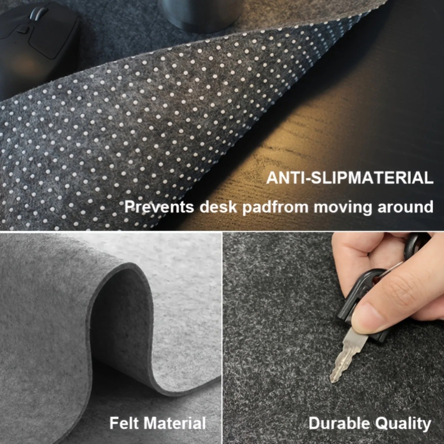 Extra Large Felt Desk Mat – Pad Protector for Office Keyboard & Mouse with Non-Slip Base, Slim Easy-to-Use Design