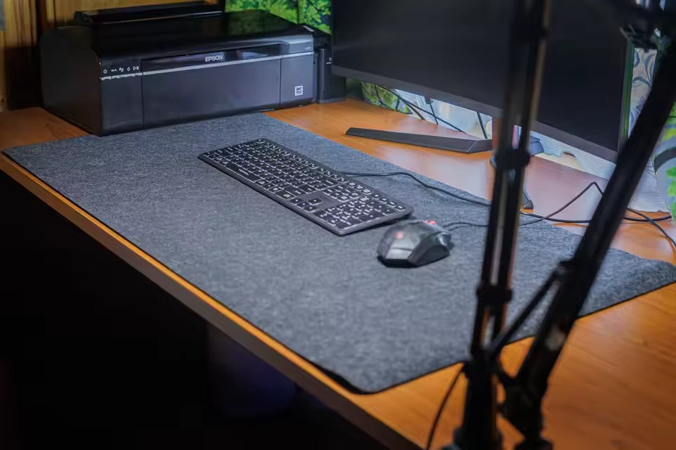 Extra Large Felt Desk Mat – Pad Protector for Office Keyboard & Mouse with Non-Slip Base, Slim Easy-to-Use Design