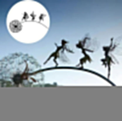 Fairy Steel Garden Sculptures, Flower Fairy Dancing with Dandelion Garden Art Sculpture Stainless Steel Statue