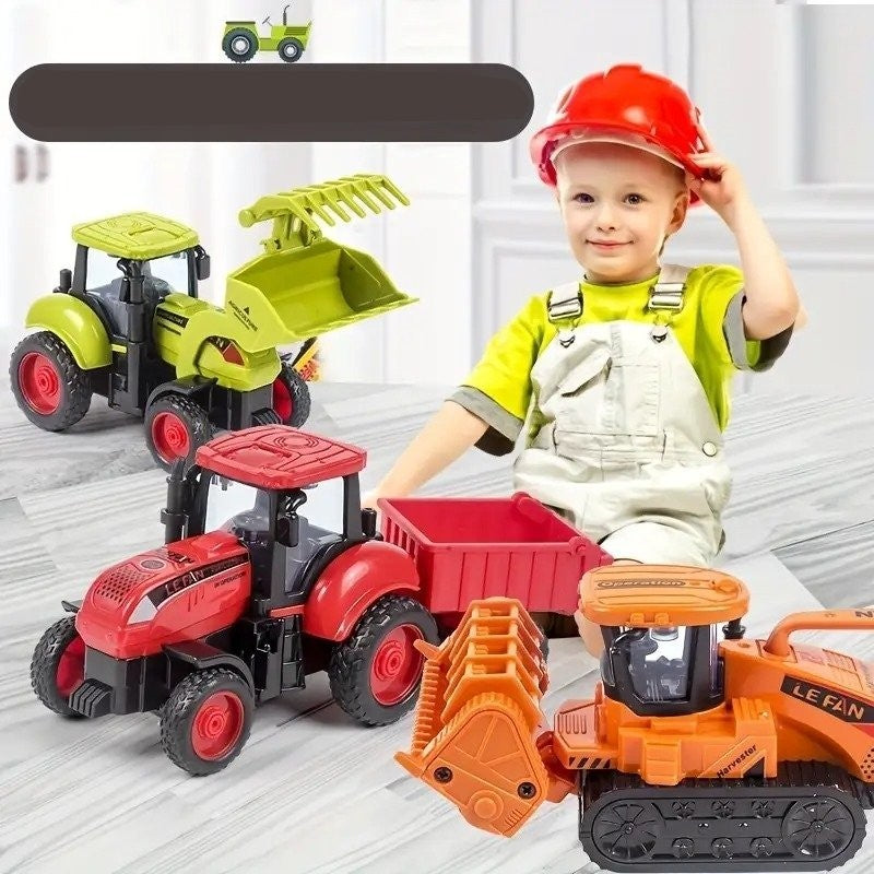 Farm Adventure Tractor Toy with Hand-Push Design, Detailed Simulation, Educational, Safe for Ages 3+