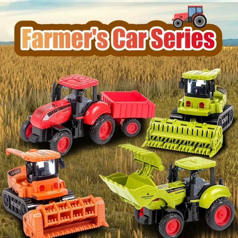 Farm Adventure Tractor Toy with Hand-Push Design, Detailed Simulation, Educational, Safe for Ages 3+