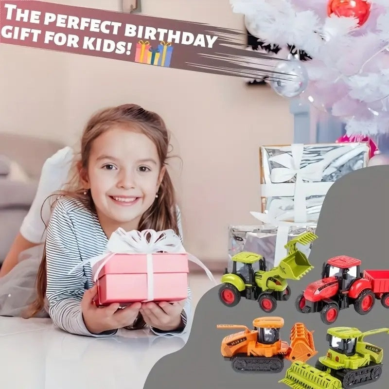 Farm Adventure Tractor Toy with Hand-Push Design, Detailed Simulation, Educational, Safe for Ages 3+