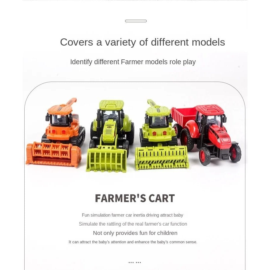 Farm Adventure Tractor Toy with Hand-Push Design, Detailed Simulation, Educational, Safe for Ages 3+