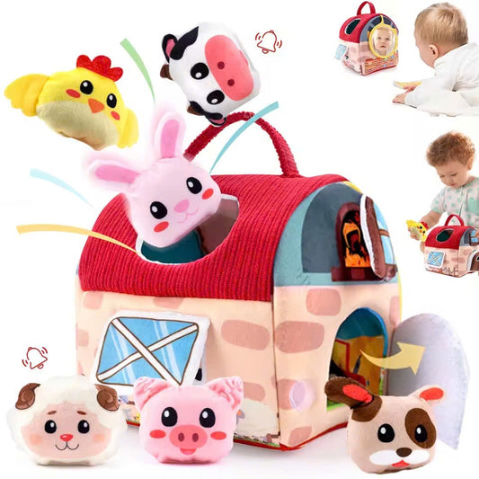 Farm Animals Baby Toy with Mirror and Easy-to-Carry Handle, Safe for Ages 6+ Months