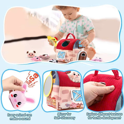 Farm Animals Baby Toy with Mirror and Easy-to-Carry Handle, Safe for Ages 6+ Months