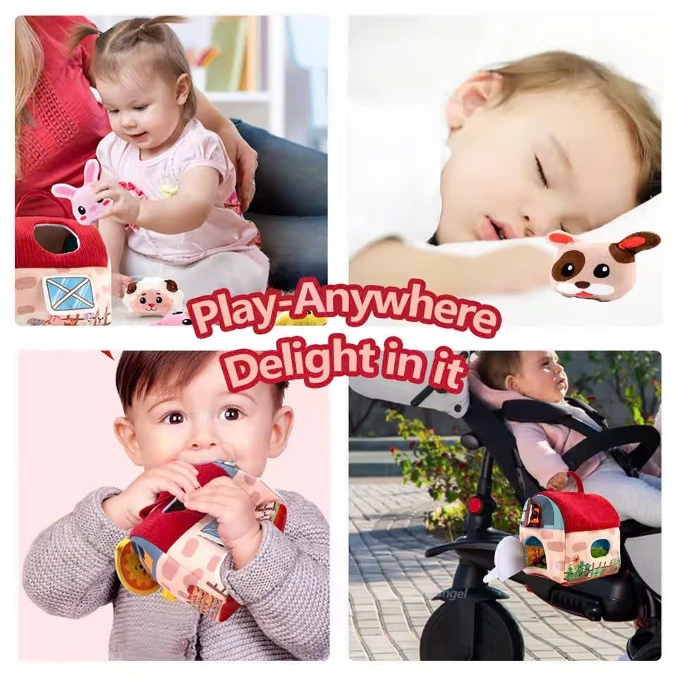 Farm Animals Baby Toy with Mirror and Easy-to-Carry Handle, Safe for Ages 6+ Months