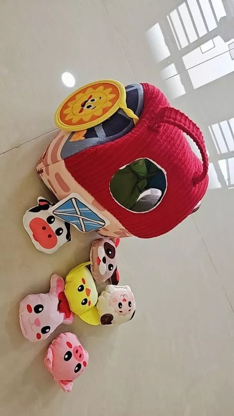 Farm Animals Baby Toy with Mirror and Easy-to-Carry Handle, Safe for Ages 6+ Months