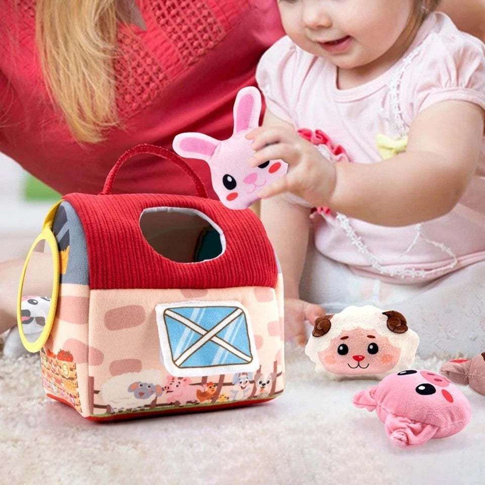 Farm Animals Baby Toy with Mirror and Easy-to-Carry Handle, Safe for Ages 6+ Months