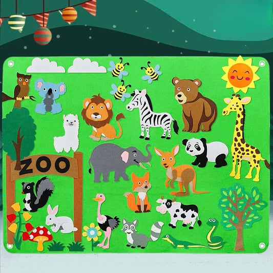 Farm Animals Felt Story Board – Reusable No-Glue Felt Set, Multi-Themes, Visual Learning, Teaching Aid, Safe for Ages 2+