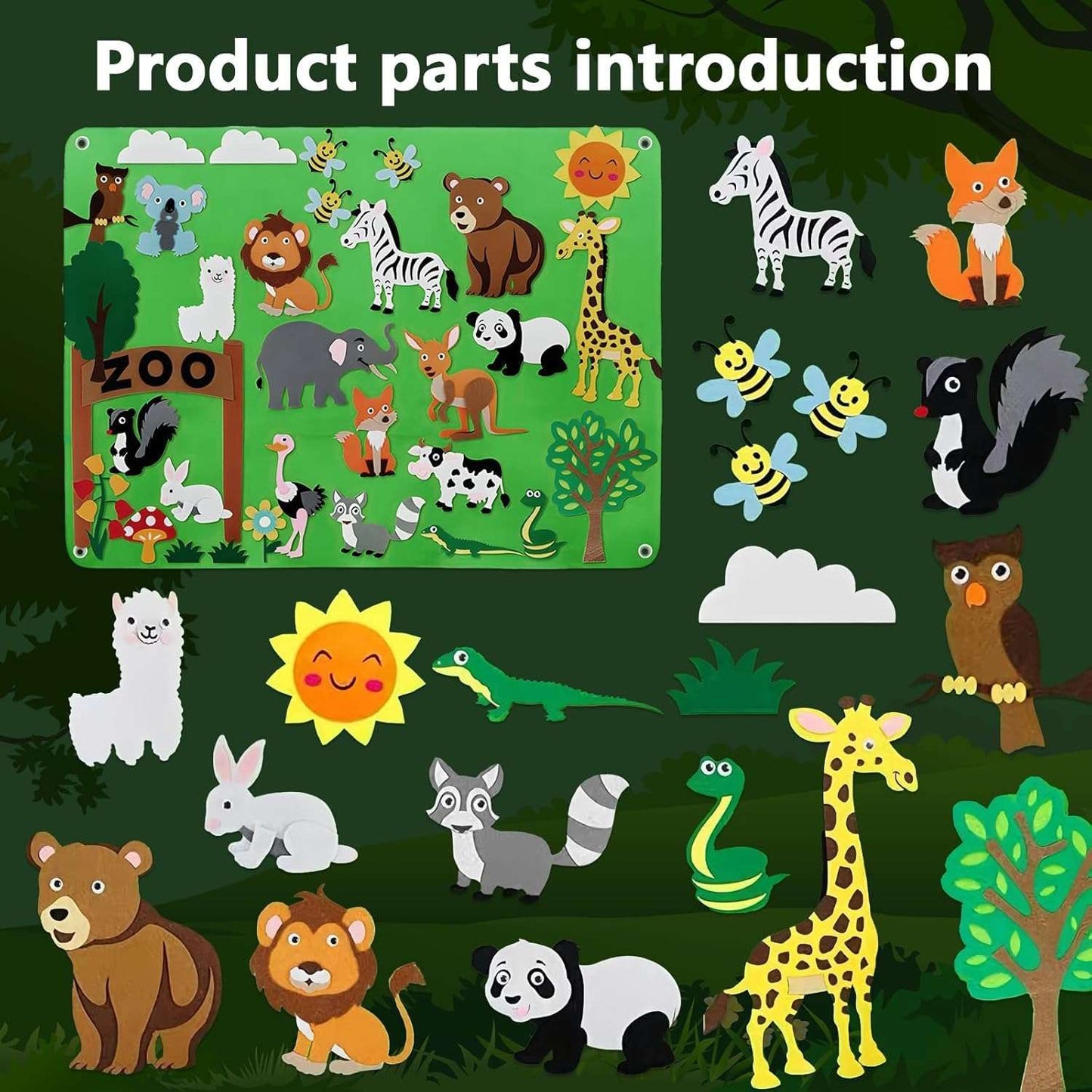 Farm Animals Felt Story Board – Reusable No-Glue Felt Set, Multi-Themes, Visual Learning, Teaching Aid, Safe for Ages 2+
