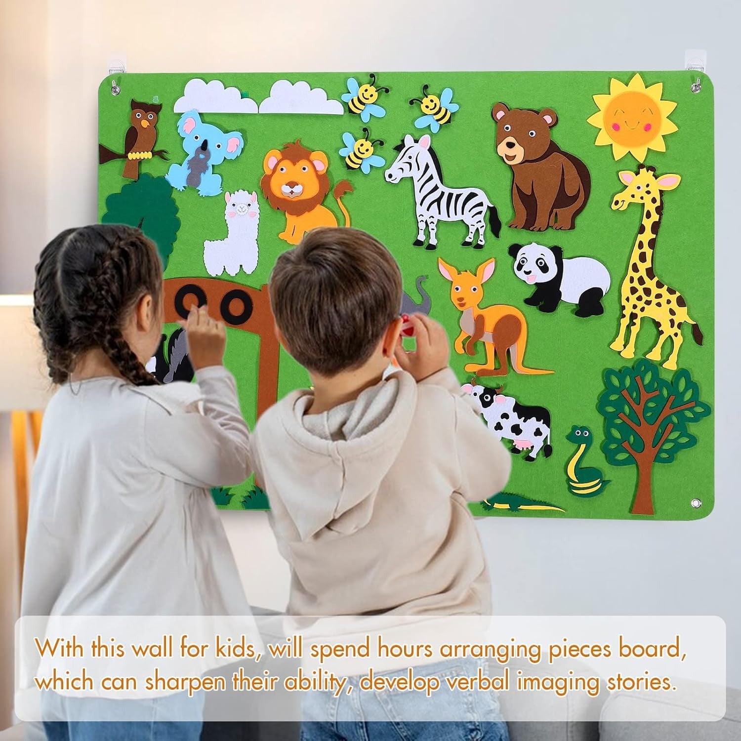 Farm Animals Felt Story Board – Reusable No-Glue Felt Set, Multi-Themes, Visual Learning, Teaching Aid, Safe for Ages 2+