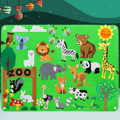 Farm Animals Felt Story Board – Reusable No-Glue Felt Set, Multi-Themes, Visual Learning, Teaching Aid, Safe for Ages 2+