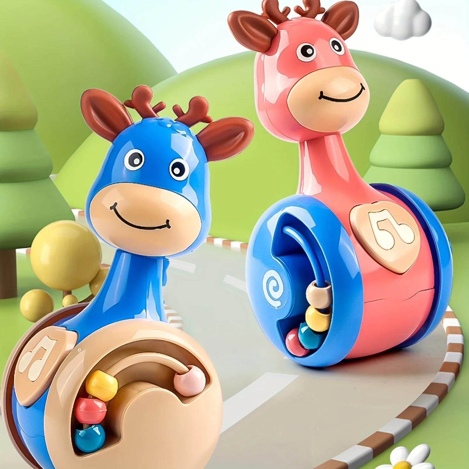 Fawn Sliding Tumbler with Cute Deer Design, Push-and-Crawl Toy, Safe for Months 1+