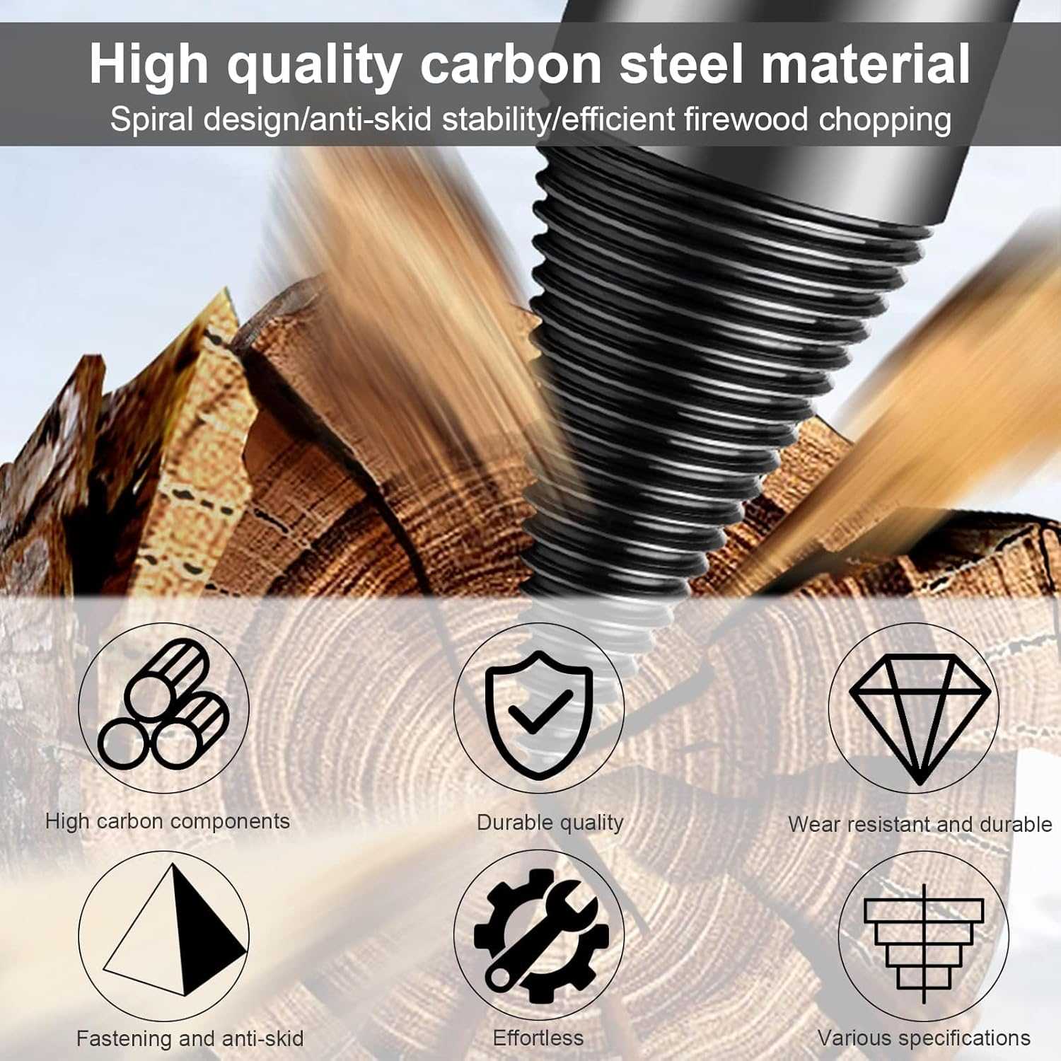 Firewood Splitter Drill Bits - Heavy Duty Firewood Drill for Splitting Wood Logs Easily
