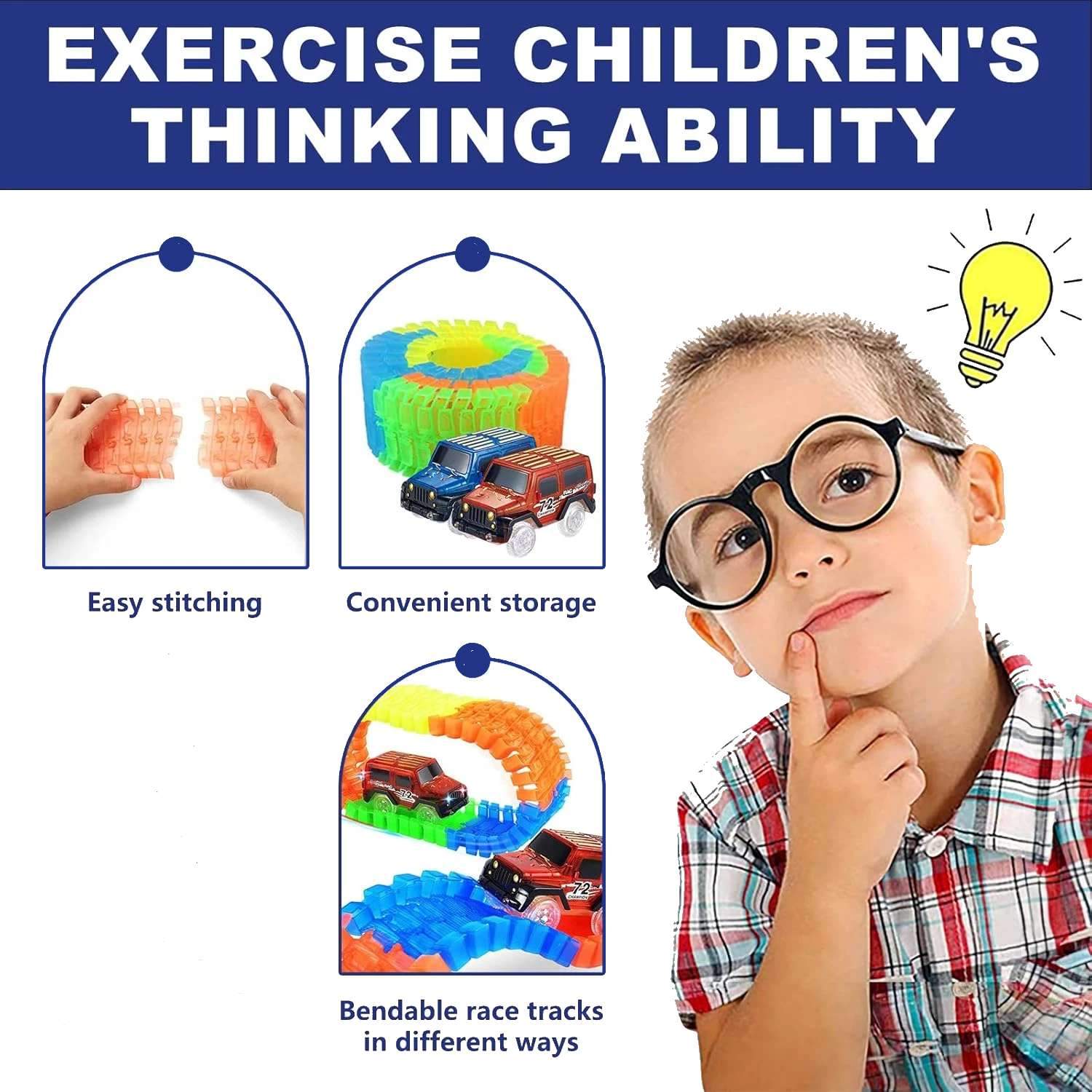Flexible Track Car with Endless Combinations, Auto-Running Car, Boosts Kids’ Creativity, Safe for Ages 3+