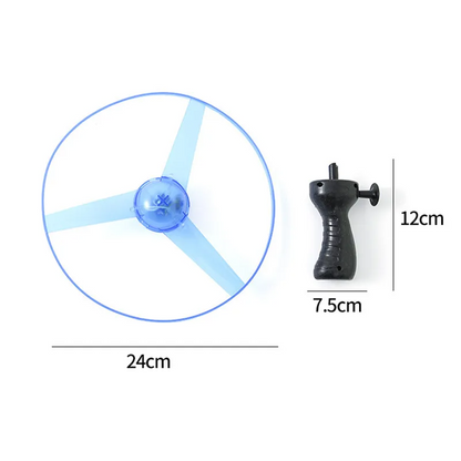 Flying Disc Launcher with Colorful LED Lights, Pull String Indoor & Outdoor Games, Safe for Ages 3+
