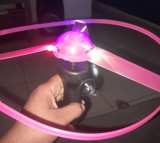 Flying Disc Launcher with Colorful LED Lights, Pull String Indoor & Outdoor Games, Safe for Ages 3+
