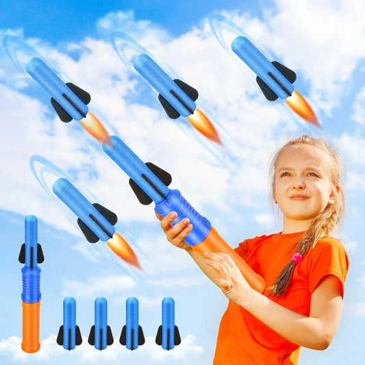 Foam Rocket Launcher Toy, Shoots Up to 50 Feet, Compact & Portable, Safe for Ages 3+