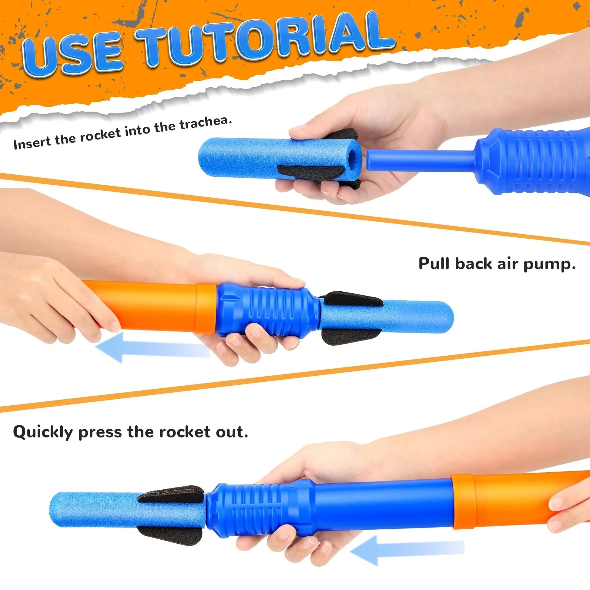 Foam Rocket Launcher Toy, Shoots Up to 50 Feet, Compact & Portable, Safe for Ages 3+