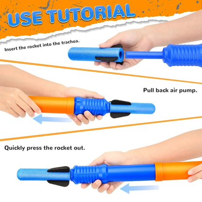 Foam Rocket Launcher Toy, Shoots Up to 50 Feet, Compact & Portable, Safe for Ages 3+