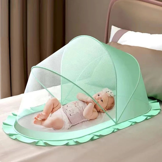 Foldable Baby Crib with Mosquito Net and Soft Mattress Set, Cute Unisex Designs, Safe Cozy Sleep Anywhere