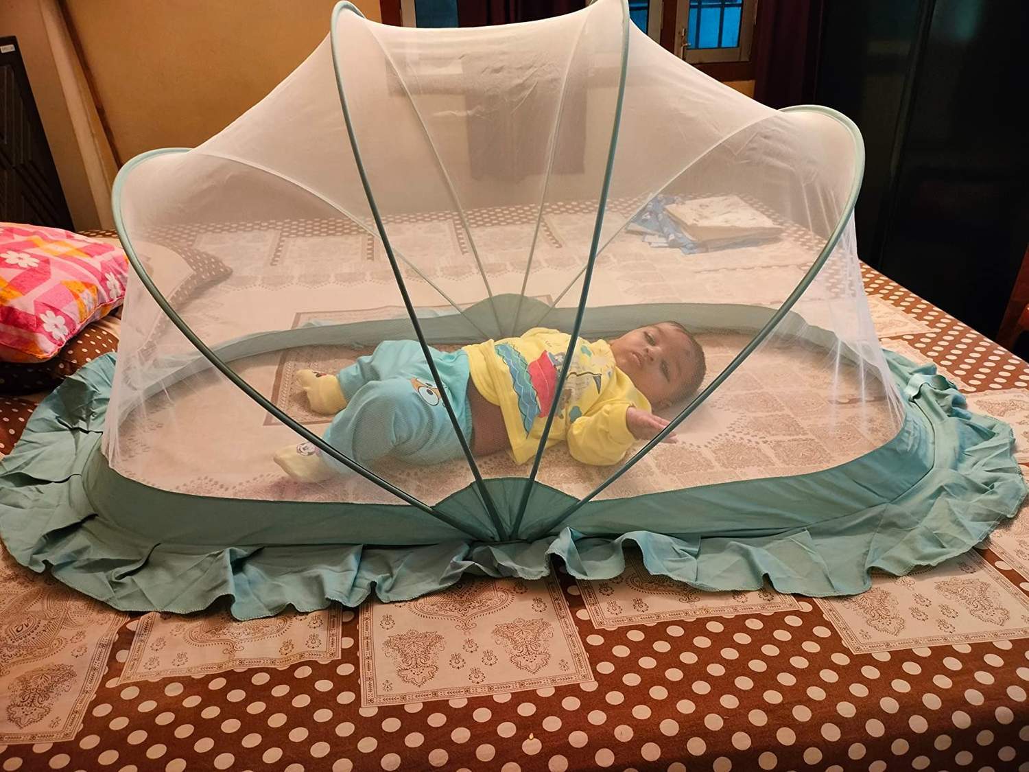 Foldable Baby Crib with Mosquito Net and Soft Mattress Set, Cute Unisex Designs, Safe Cozy Sleep Anywhere