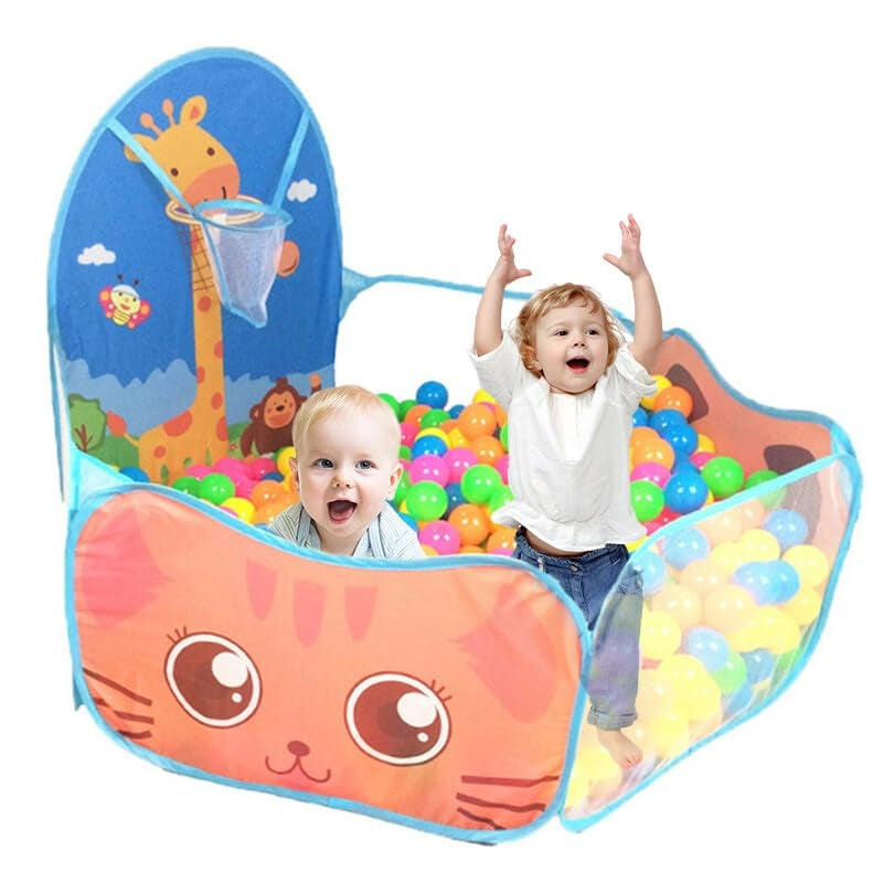 Foldable Ball Tent with Basketball Hoop, Creates a Safe Play Space, Suitable for Ages 3+