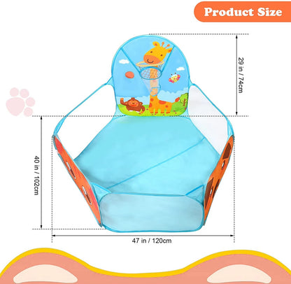 Foldable Ball Tent with Basketball Hoop, Creates a Safe Play Space, Suitable for Ages 3+