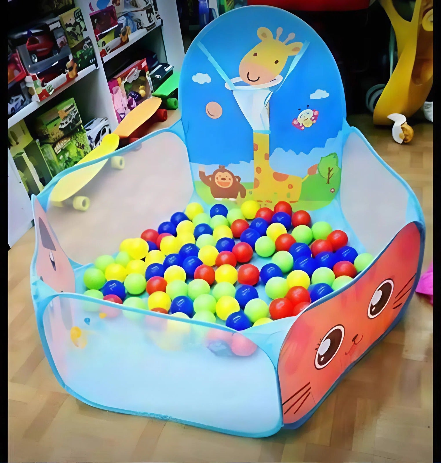 Foldable Ball Tent with Basketball Hoop, Creates a Safe Play Space, Suitable for Ages 3+
