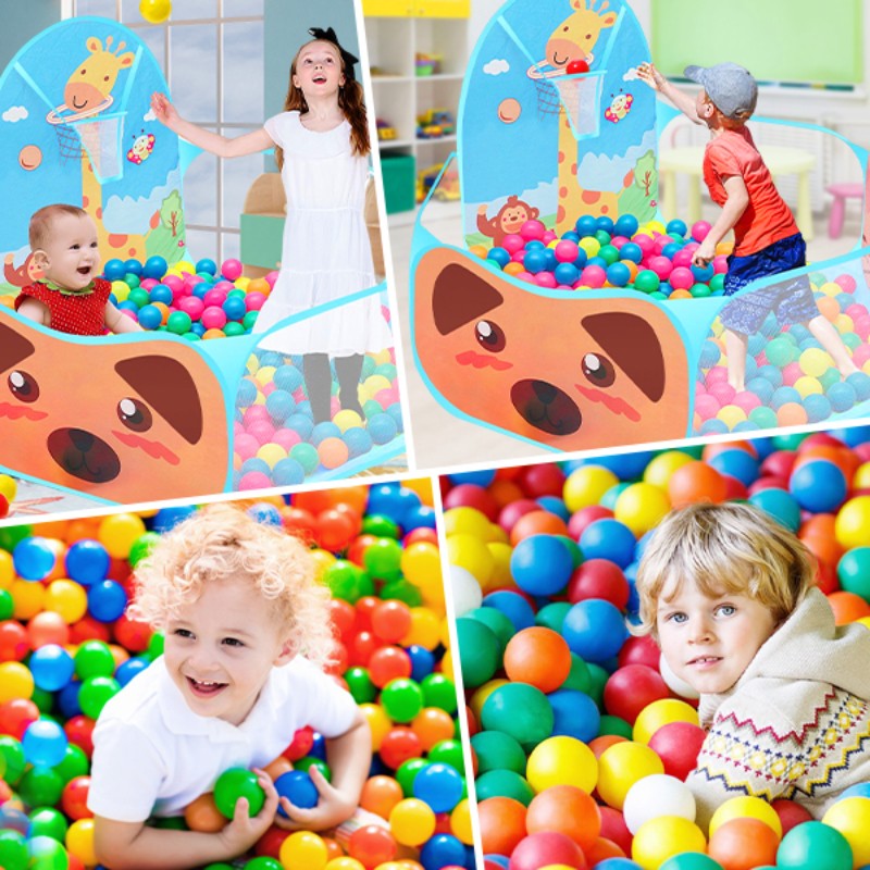 Foldable Ball Tent with Basketball Hoop, Creates a Safe Play Space, Suitable for Ages 3+