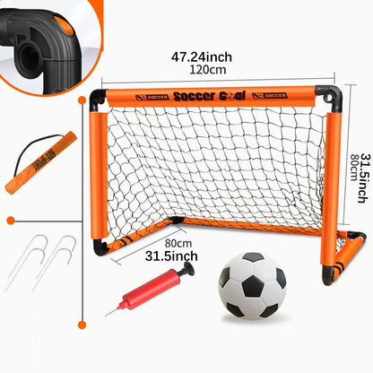 Foldable Kids Soccer Goal Set with Ball & Ground Stakes – Easy-to-Assemble Football Gate for Backyard Fun, Park Games & Training