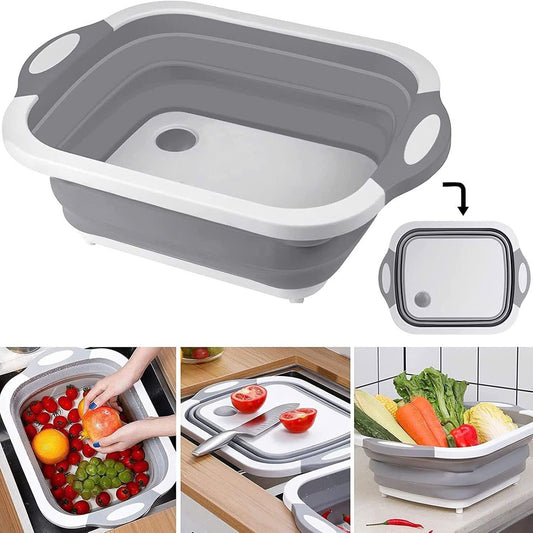 Foldable Multi-Use Cutting Board with Handle, Drain Plug, Safe Materials and Easy-to-Carry Design