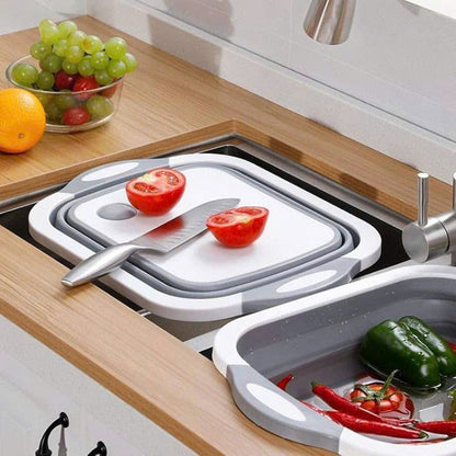 Foldable Multi-Use Cutting Board with Handle, Drain Plug, Safe Materials and Easy-to-Carry Design