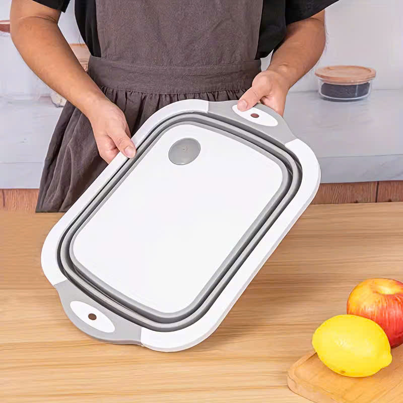Foldable Multi-Use Cutting Board with Handle, Drain Plug, Safe Materials and Easy-to-Carry Design