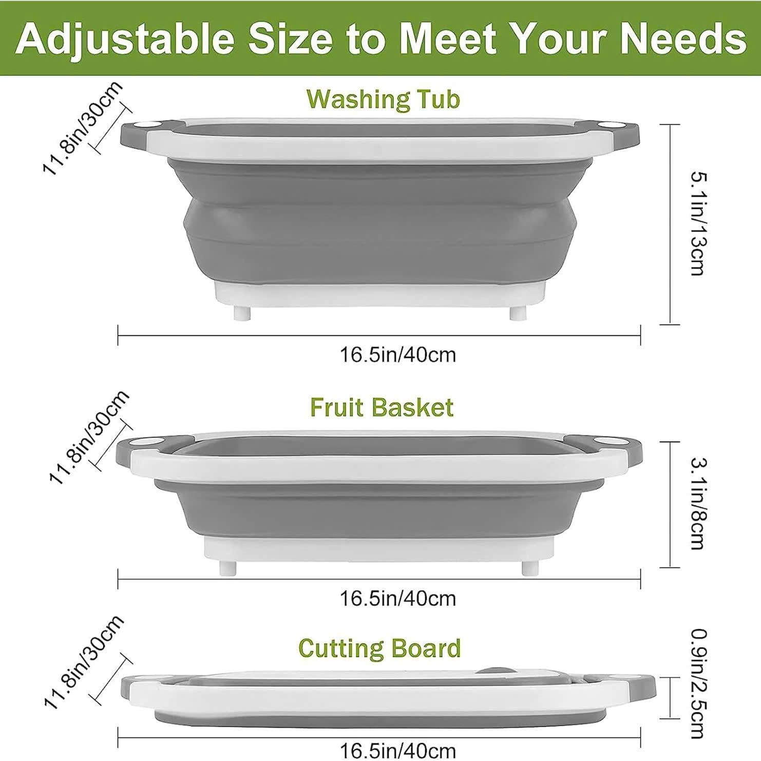 Foldable Multi-Use Cutting Board with Handle, Drain Plug, Safe Materials and Easy-to-Carry Design