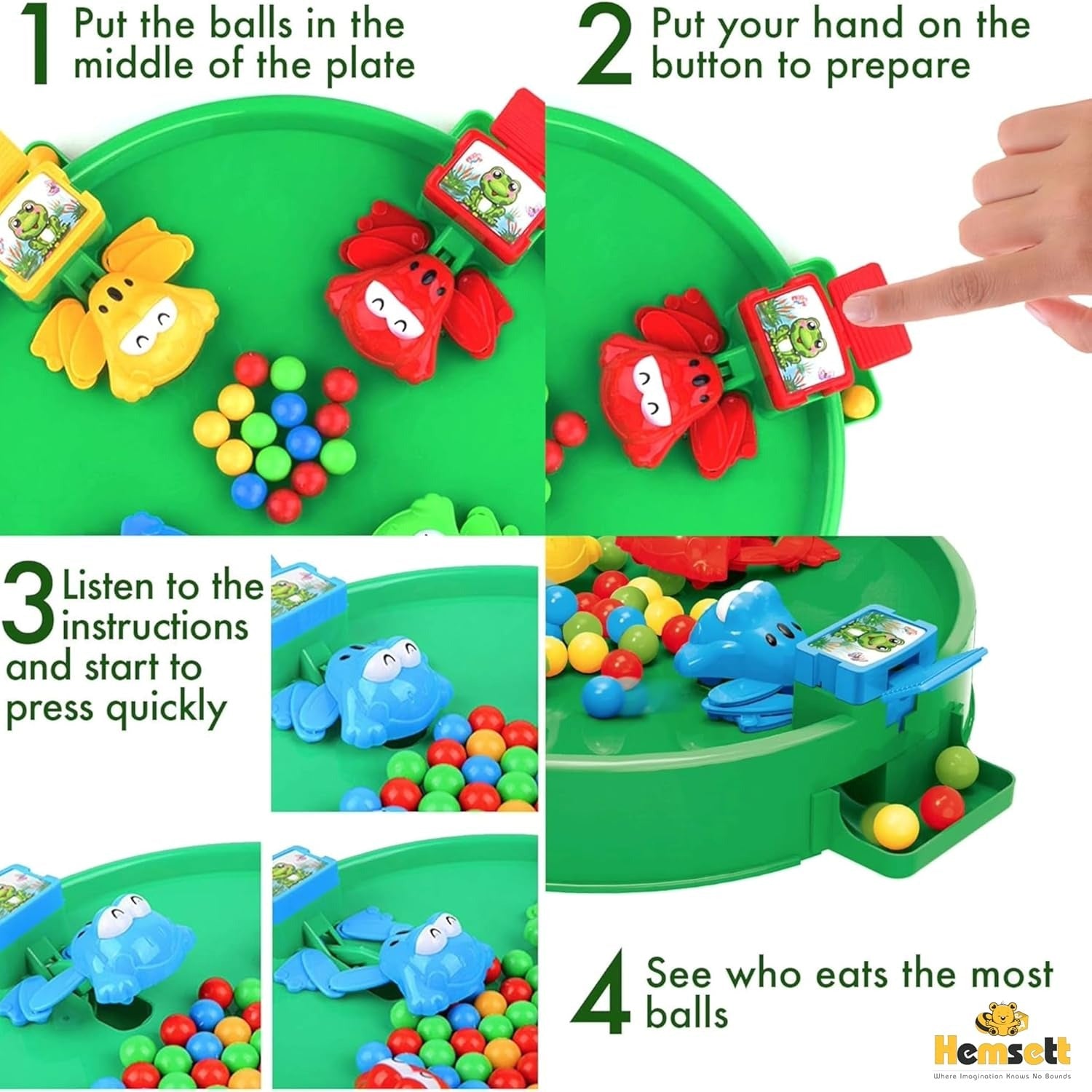 Frog Eating Bean Board Game with Interactive Play, Skill Development, Safe for Kids 3+