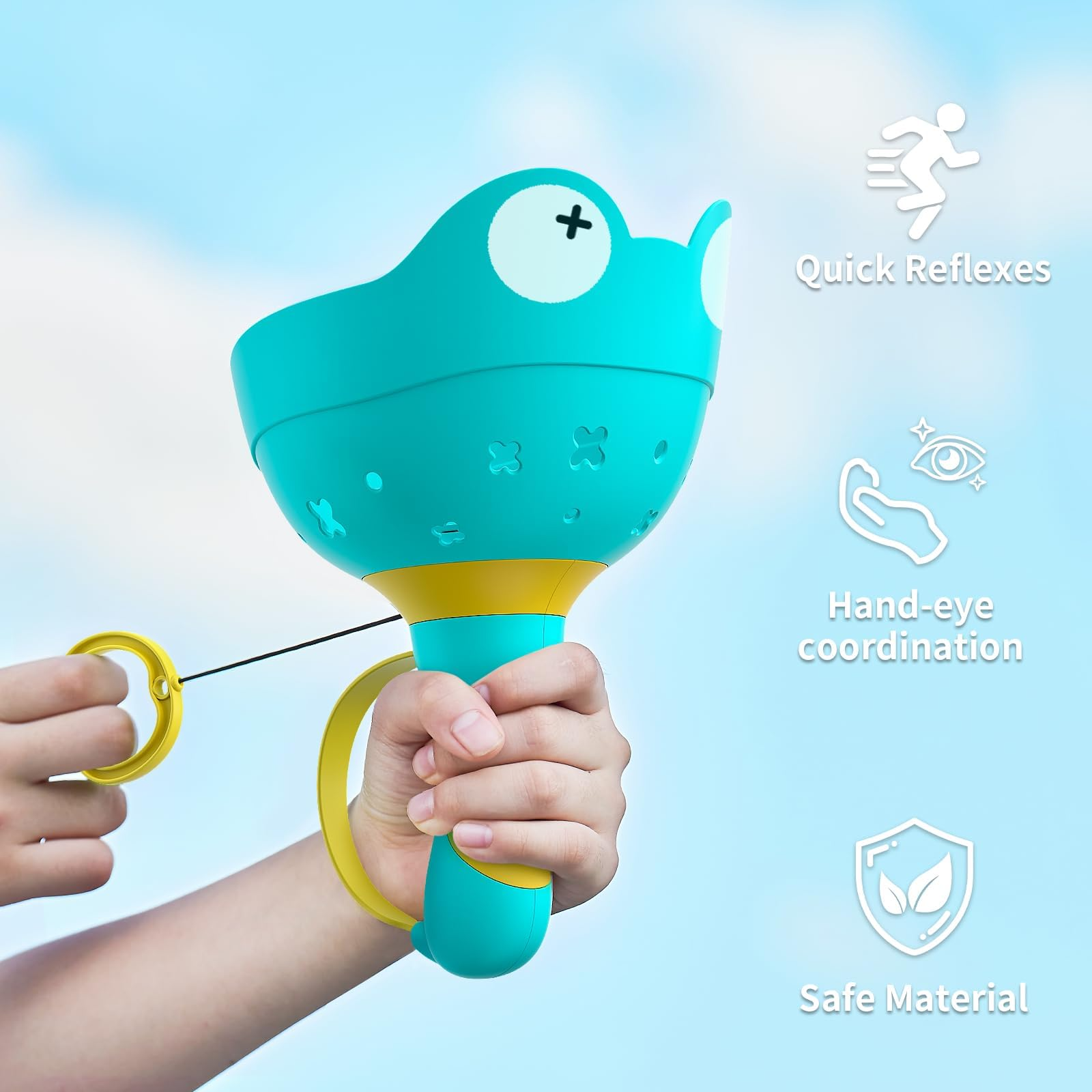 Frog Pull String Flying Disc Launcher Toy, Outdoor Throw & Catch Game,  Safe for Ages 3+