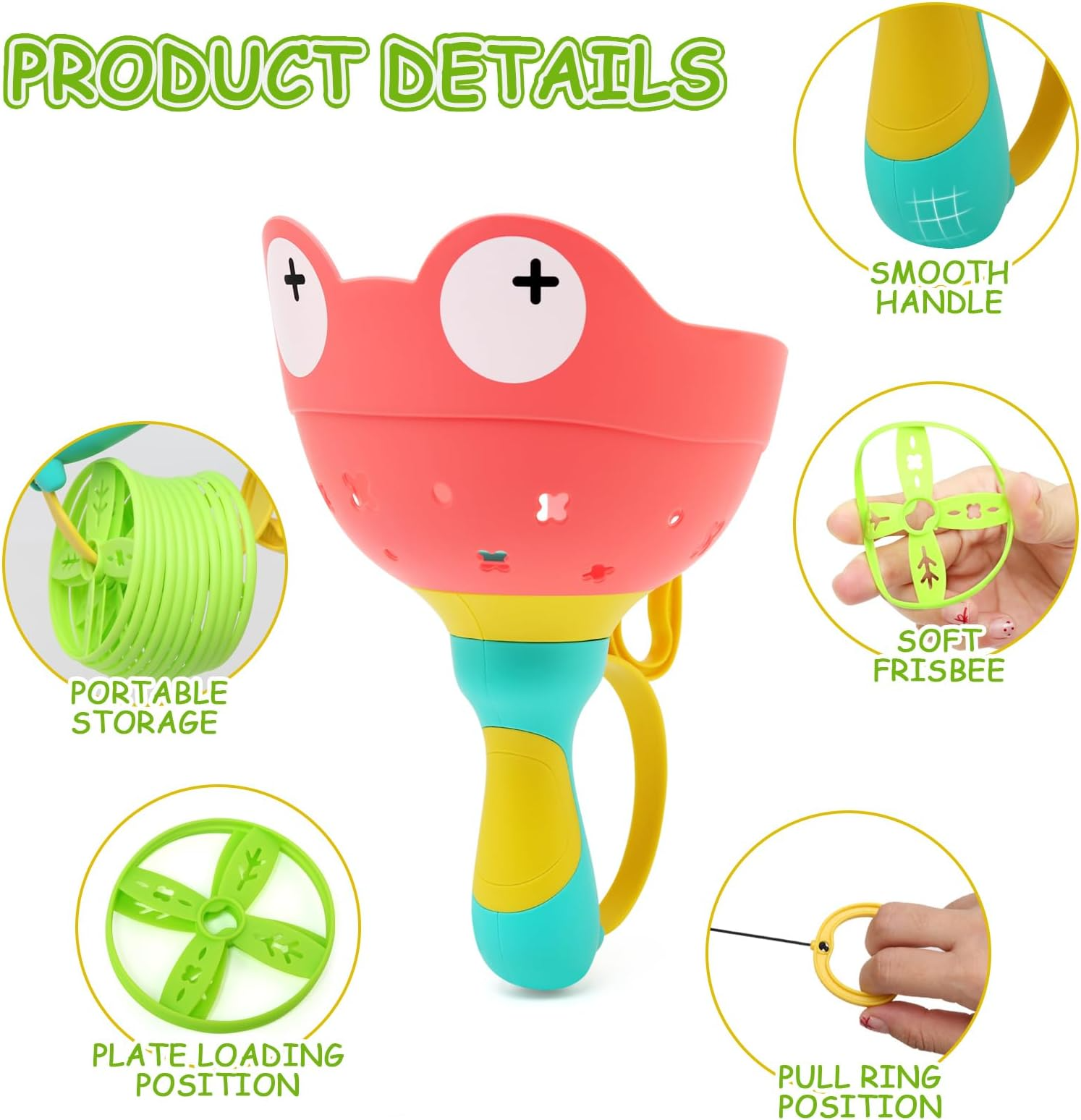 Frog Pull String Flying Disc Launcher Toy, Outdoor Throw & Catch Game,  Safe for Ages 3+