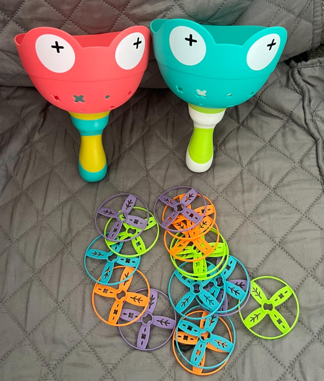 Frog Pull String Flying Disc Launcher Toy, Outdoor Throw & Catch Game,  Safe for Ages 3+