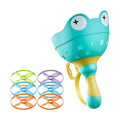 Frog Pull String Flying Disc Launcher Toy, Outdoor Throw & Catch Game,  Safe for Ages 3+