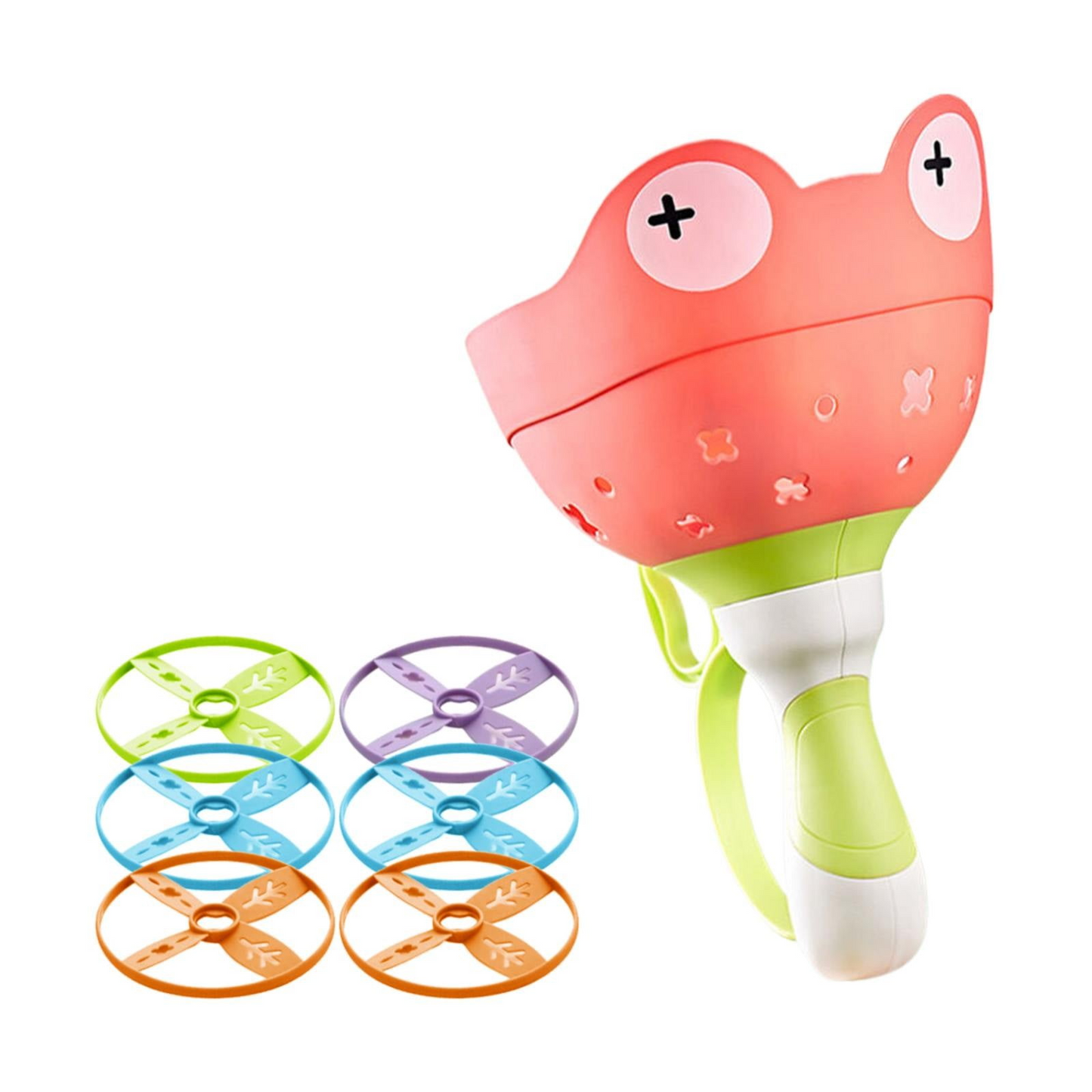 Frog Pull String Flying Disc Launcher Toy, Outdoor Throw & Catch Game,  Safe for Ages 3+